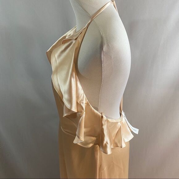Jill Jill Stuart Satin Ruffle Halter Gown NEW! - Picture 4 of 6